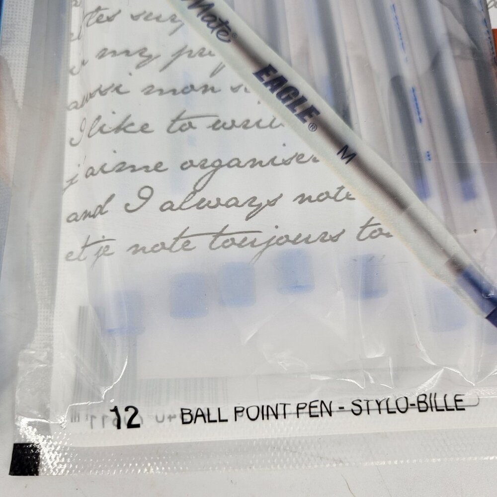 Paper Mate Eagle Ball Point Pens Blue Ink Stick 1.2mm Medium 12 Ct Capped Lot 4 - Picture 5 of 9
